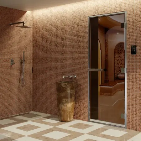 Дверь для турецкой парной DoorWood 700мм х 1900мм, стекло бронза