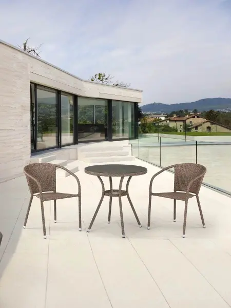 Комплект плетеной мебели из искусственного ротанга Афина T282ANT/Y137C-W56 Light brown - круглый столик и 2 кресла, цвет светло коричневый