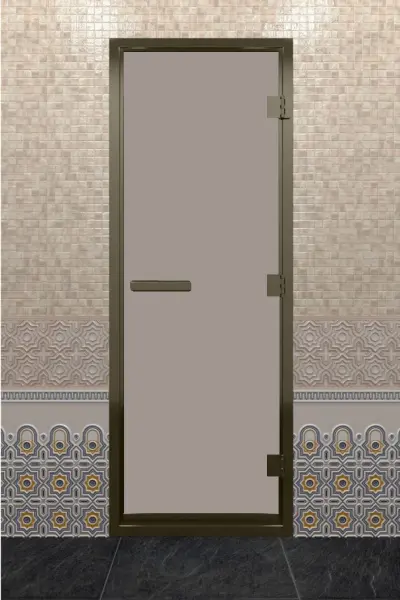 Дверь для турецкой парной DoorWood 700мм х 1900мм, бронзовый профиль, стекло сатин