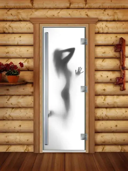 Дверь для сауны DoorWood Престиж с фотопечатью А070, 700мм х 1900мм, с порогом, коробка ольха