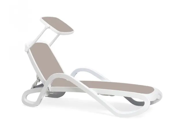 Пляжный шезлонг пластиковый Nardi Alfa, white/biege, белый и бежевый, 194 x 85 x 71 см