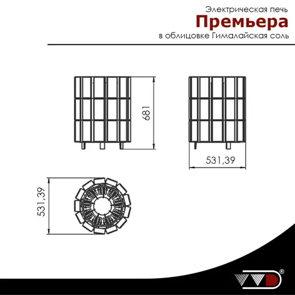 Электрическая печь VVD Премьера Соль 15кВт без пульта в интернет-магазине WellMart24.com