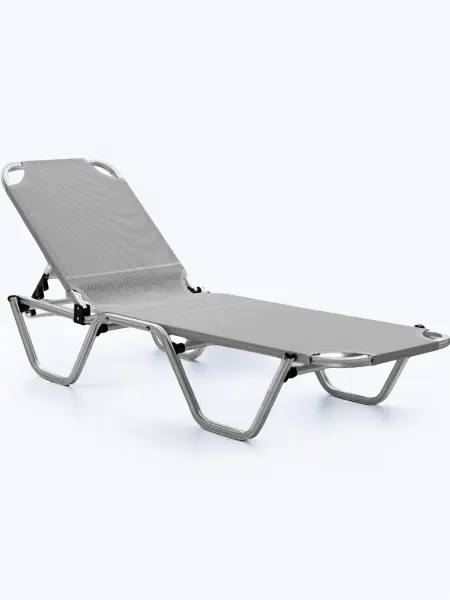 Уличный шезлонг складной алюминиевый Biotza Dias, gray серый, 196 х 62 x 33 см. 