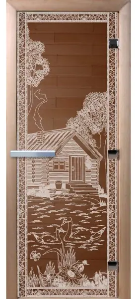 Дверь для сауны DoorWood Банька в лесу, 700 х 1900 мм, без порога, бронза, коробка ольха