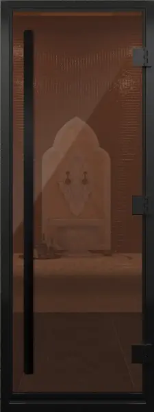 Дверь для турецкой парной DoorWood Prestige 700мм х 1900мм, черный профиль, стекло бронза