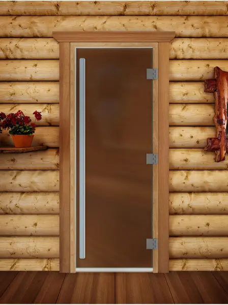 Дверь для бани бронза матовая DoorWood Престиж PRO, 700 х 1900 мм, с порогом, коробка ольха