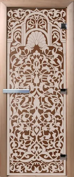 Дверь для сауны DoorWood Флоренция, 600мм х 1800мм, без порога, бронза, коробка ольха