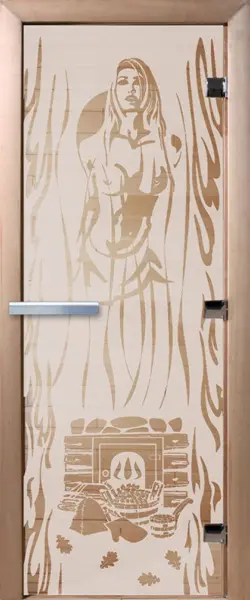 Дверь для сауны DoorWood Горячий пар, 700мм х 1900мм, без порога, сатин, коробка ольха