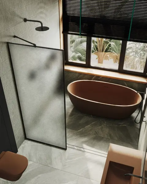 Душевая перегородка MaybahGlass MGD-833-6, 890 х 1950 мм, черный профиль, стекло сатин