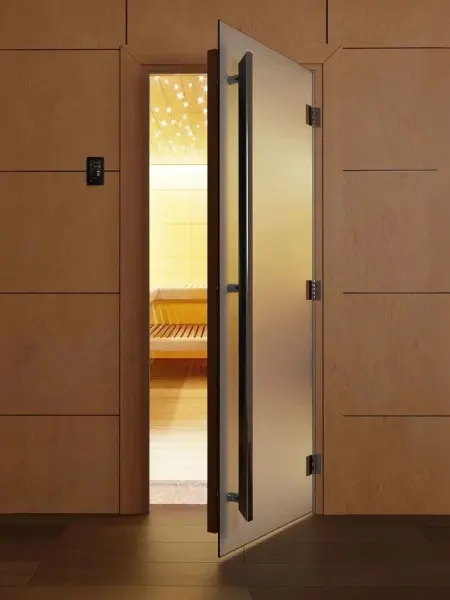 Дверь для сауны DoorWood Престиж, 800мм х 1900мм, с порогом, сатин, коробка ольха