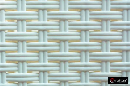 Белый комплект пластиковой мебели (столик, диван и 2 кресла) Rattan Nеbraska на 2 персоны с зелеными подушками