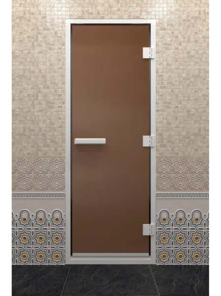 Дверь для турецкой парной DoorWood 800мм х 2000мм, стекло бронза матовая