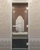 Стеклянная прозрачная дверь DoorWood в хамам, размер 710 х 1900 мм, без порога, коробка алюминиевая