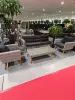 Комплект плетеной мебели из искусственного ротанга AFM-605G Grey, серый цвет - 3хместный диван, журнальный столик и 2 кресла