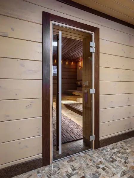 Дверь для сауны DoorWood Престиж, 700мм х 2100мм, с порогом, бронза, коробка ольха