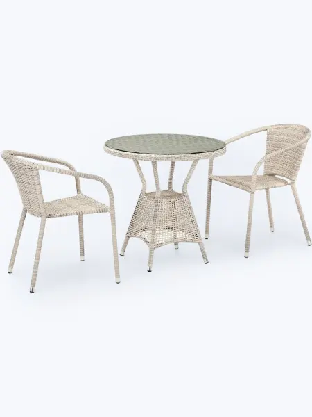 Комплект мебели из искусственного ротанга Афина цвета латте T705ANT/Y137C-W85 Latte (2 стула и квадратный стол)