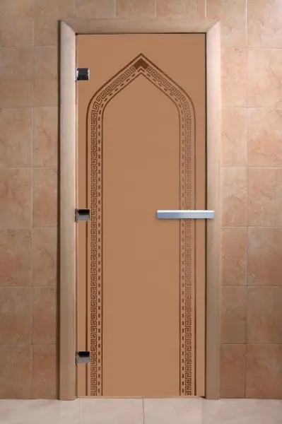 Дверь для сауны DoorWood Арка, 700мм х 1900мм, без порога, бронза матовая, коробка ольха