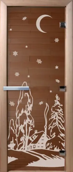 Дверь для сауны DoorWood Зима, 700мм х 1900мм, без порога, бронза, коробка ольха