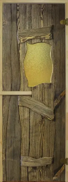 Дверь для сауны DoorWood с фотопечатью Русская баня 03, 700мм х 1900мм, без порога, коробка хвоя