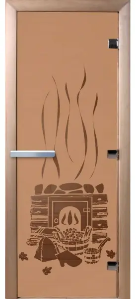 Дверь DoorWood с рисунком Банька, 700 х 1900 мм, без порога, бронза матовая, коробка ольха