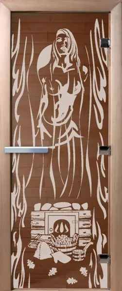 Дверь для сауны DoorWood Горячий пар, 600мм х 1800мм, без порога, бронза, коробка ольха