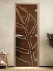 Дверь для сауны DoorWood Лист, 700мм х 1900мм, без порога, бронза, коробка ольха
