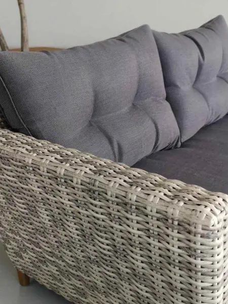 Комплект плетеной мебели из искусственного ротанга AFM-605G Grey, серый цвет - 3хместный диван, журнальный столик и 2 кресла