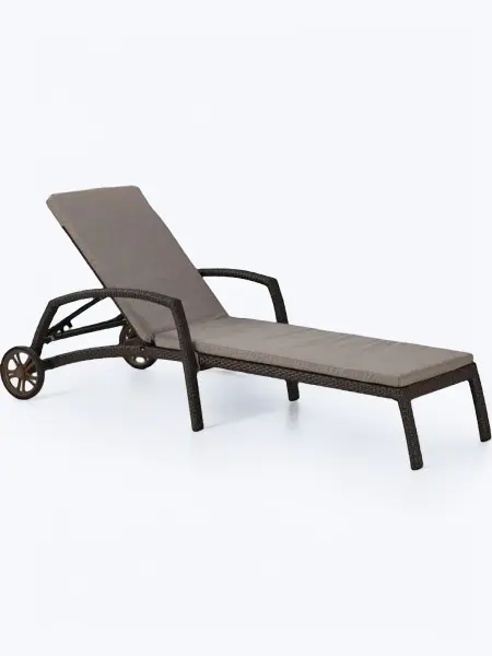 Лежак шезлонг плетеный A35A2-W53 Brown, коричневый, искуственный ротанг,  200 х 91 x 70 см, с матрасом 