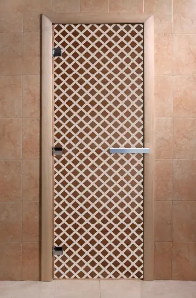 Дверь для сауны DoorWood Мираж, 700мм х 1900мм, без порога, бронза, коробка ольха