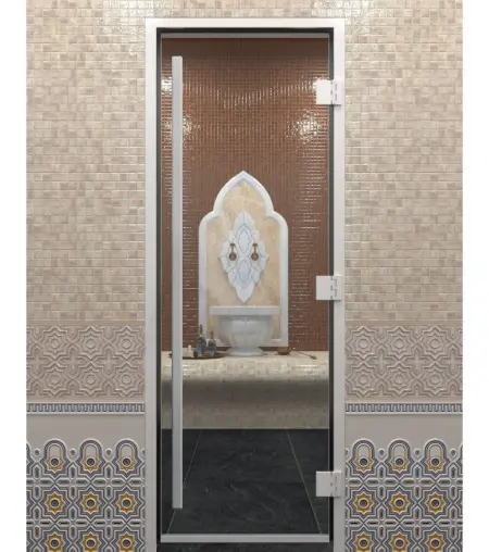 Дверь для турецкой парной DoorWood Prestige, 700мм х 1900мм, без порога, стекло прозрачное