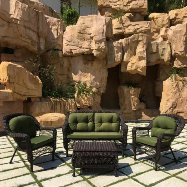Мебель из искусственного ротанга в классическом стиле LV520BG Brown/Green, цвет коричневый/зеленый, 2-х местный диван и 2 кресла