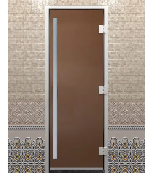 Дверь для турецкой парной DoorWood Prestige 710мм х 1900мм, без порога, стекло бронза матовая