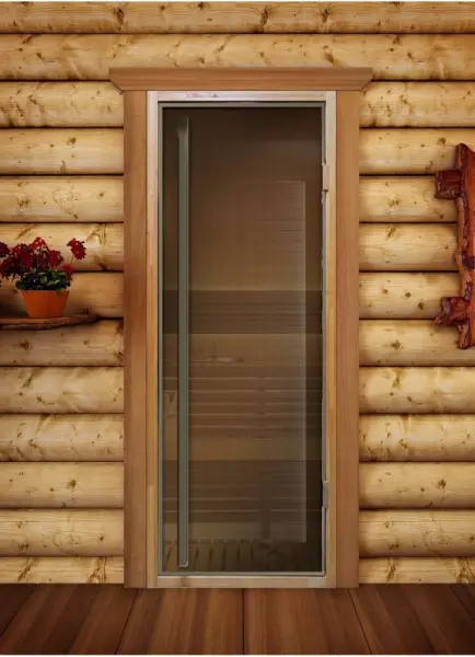 Дверь для сауны DoorWood Престиж Flash Royal, 700 х 1900 мм, порог, бронза, коробка ольха