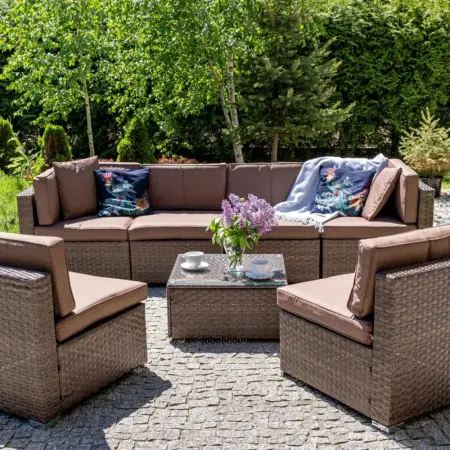 Диван плетеный модульный Afina Garden YR822BB-Brown/Brown