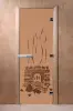 Дверь DoorWood с рисунком Банька, 700 х 1900 мм, без порога, бронза матовая, коробка ольха