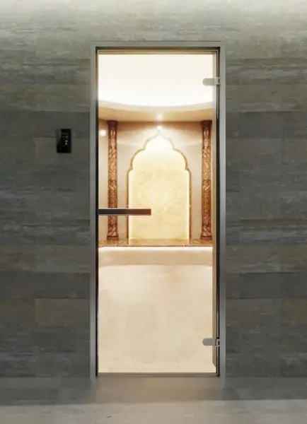 Дверь для турецкой парной DoorWood Hamam Light 700мм х 1900мм, без порога, стекло прозрачное