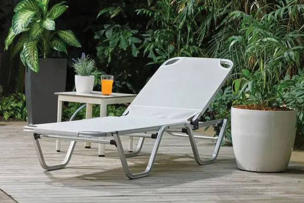 Уличный шезлонг складной алюминиевый Biotza Dias, gray серый, 196 х 62 x 33 см. 