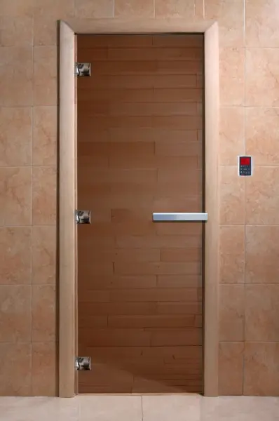 Дверь для сауны DoorWood, 700мм х 2100мм, без порога, бронза, коробка ольха