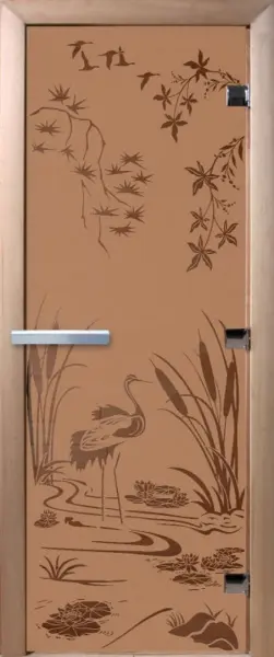 Дверь для сауны DoorWood Камышовый рай, 700мм х 1900мм, без порога, бронза матовая, коробка ольха