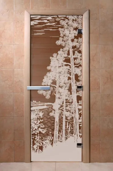 Дверь для сауны DoorWood Рассвет, 700 х 1900 мм, без порога, бронза, коробка ольха