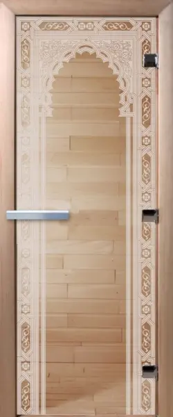 Дверь для сауны DoorWood Восточная Арка, 700мм х 1900мм, без порога, прозрачная, коробка ольха