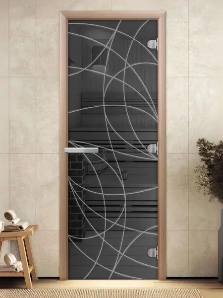 Дверь для сауны DoorWood Оттава, 700мм х 1900мм, без порога, графит, коробка ольха