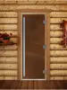 Дверь для сауны DoorWood Престиж, 800мм х 1900мм, с порогом, бронза матовая, коробка ольха