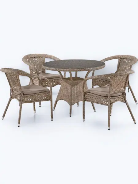 Комплект садовой мебели из искусственного ротанга Лион-1B T220CT/Y32-W56 Light brown 4Pcs (4+1)