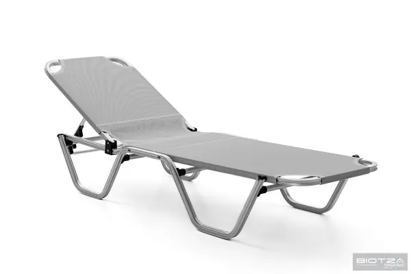 Уличный шезлонг складной алюминиевый Biotza Dias, gray серый, 196 х 62 x 33 см. 