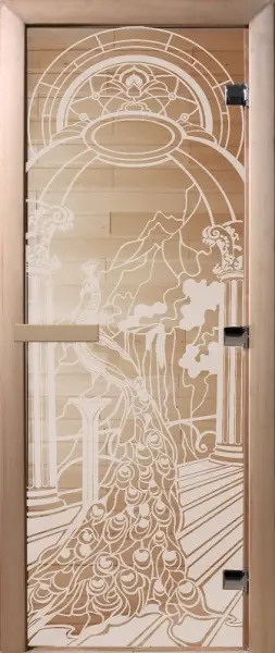 Дверь для сауны DoorWood Жар-птица, 700мм х 1900мм, без порога, прозрачная, коробка ольха