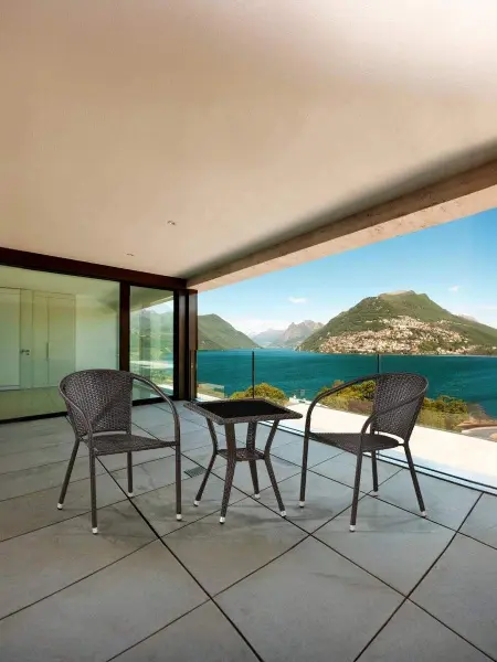 Комплект плетеной мебели из искусственного ротанга коричневого цвета T25A/Y137C-W53 Brown - стол 50х50х60 см и 2 кресла