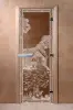 Дверь для бани DoorWood Банька в лесу, 800 х 1800мм, без порога, бронза, коробка ольха