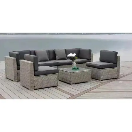 Диван плетеный модульный Afina Garden YR822C Grey/Grey