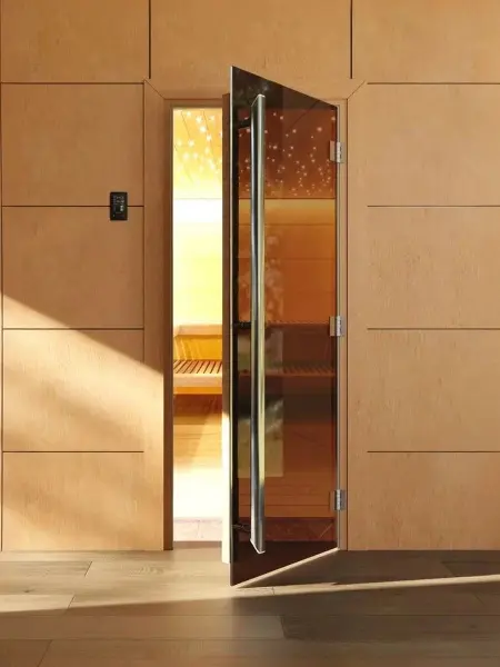 Дверь DoorWood Престиж бронза для бани, 700 х 1900 мм, с порогом, коробка ольха